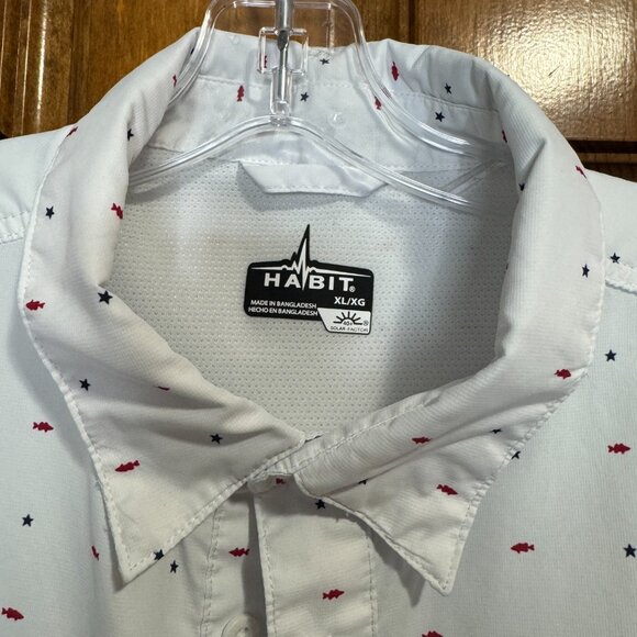 Habit men short sleeve XL fishing shirt fish & stars vented Style TS10411 40 SPF - Picture 5 of 7